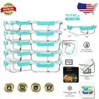 10-Pack 30 Oz Airtight Borosilicate Glass Meal Prep Containers - 2 Compartments