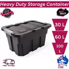 Heavy Duty Storage Container Plastic Tub Garage Warehouse Tool Box Stackable Lid