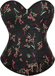 [Generic] Women's Steampunk Corset Black Embroidered Sexy Waist Corset Body Court Shapewear Top
