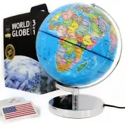 9" Illuminated Educational Kids World Globe + STEM Flags & Countries Interact...