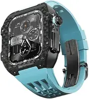 [BKUANE] Latest lightweight carbon fiber case+fluororubber strap，For Apple Watch 8/7/6/5/4 series Replacement strap，For iwatch 44/45mm Watch Band upgrade kit