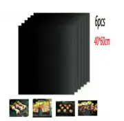 6X BBQ Grill Mat Non-Stick Fiberglass Baking Foil Grill Foil Permanent Fryi R0Q3