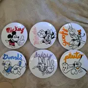 6 Appetizer Plate Disney Ceramic 6in Mickey Mouse & Friends New