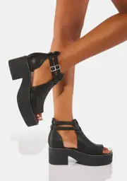 Midnight Chat Me Up Platform Sandals