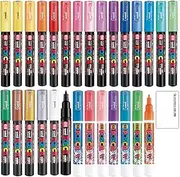 Posca Paint Marker Extra Fine Point (PC-1M,PC-1ML) 28 Colors FULL RANGE Bundle Set Uni Mitsubishi Poster Colour ALL COLOR Marking Pen Loconeko Original Manual Set