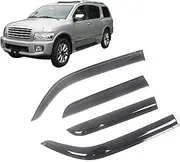Auto Side Window Wind Deflectors Visors Black Rain Guard Door Visor Vent Shades Dark Smoke Ventvisor Compatible with Infiniti QX56 2004-2013(Compatible with QX56 2004-2010)