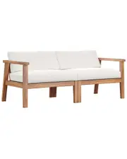 Modway Bayport Outdoor Patio Teak Wood 2-Seater Loveseat