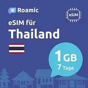 Roamic eSIM Thailand for Travellers - eSIM for Thailand - Mobile Data Volume in 5G/4G and High Speed Connection (1GB - 7 Days)