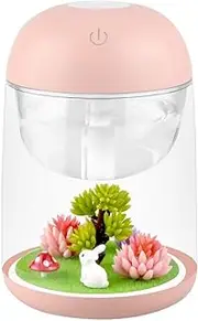 Micro Landscape Humidifier Essential Oil Diffuser 180ml Aroma Essential Oil Cool Mist Humidifier with Adjustable Mist Mode, Waterless Auto Shut-Off (Pink)