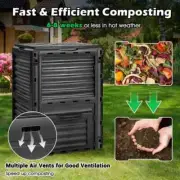 300L BPA-free Outdoor Compost Bin Recycle Composter Food Waste Garden Composting