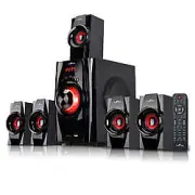 beFree Sound 5.1 Channel Surround Sound Bluetooth Speaker System- Red