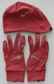 Nike Men's Essential Running Beanie Hat & Glove Set L/XL Adobe/Silver