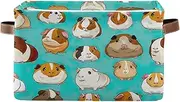 Cute Colorful Guinea Pig Fabric Storage Boxes, Rectangle Collapsible Basket with Handle