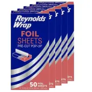 Wrap Pre-Cut Pop-Up Aluminum Foil Sheets, 14 x 10.25 Inches, 50 Sheets (Pack ...