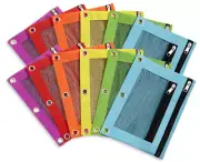 Bulk Pencil Pouch 20 Pack Assorted Colors Zipper Bag for School 3 Ring Binder