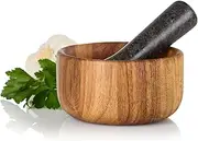AdHoc Taru Mortar Ø 13cm and Pestle, 360ml, Acacia Wood and Granite