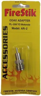 Firestik AR-2 CB Radio PL-259 to Motorola AM/FM Radio Pin Plug Coax Adapter