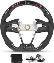 Replacement Compatible With Civic FC Type R FK8 2016‑2021 US Carbon Fiber LED Display Shift Lights Steering Wheel Perforated Leather