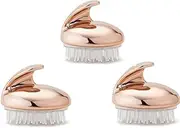 LALOCAPEYO 3PCS Shampoo Brush Men Women Head Shampoo Massage Comb Silicone Shampoo Brush Stop Itching Massager (rose gold)