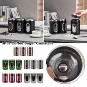 3Pcs Stainless Steel Tea Coffee Sugar Canisters Storage Set Kitchen Containers