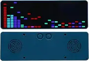 LED Music Spectrum Display, RGB Colorful 1624 Segment Rhythm Light Level Voice Sensor Clock Display 384 LEDs 20 Dynamic and 7 Color Effect Display, HU-008B Blue