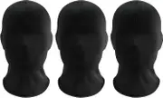 3 Pieces Black Full Face Mask Full Black Mask Full Face Cover Halloween Zentai Hood Mask Spandex Hood Mask Faceless Mask Morph Mask Party Costume Men