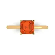 1.5Ct Asscher Cut Red Gemstone Solid Gold Solitaire Engagement Promise Ring