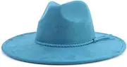 [LIDHAY] Big Wide Brim Fedora Hats for Women Men Western Suede Hat Large Felt Panama Hat Rancher Hat