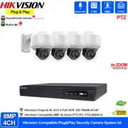 Hikvision Compatible Security IP Camera System 4K 4CH 4 PoE 8MP PTZ 4x Zoom Mic
