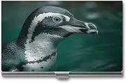 [VFMKT] Slim Metal Business Card Holder Portable Business Card Case Pocket Name Card Holder A Penguin in The Water Wallet for Men Women Office Travel, style, One Size