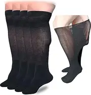 VEIGIKE Extra Wide Lymphedema Bariatric Socks Knee High Replacemen Sock Liner for Air Cam Walkers Brace Orthopedics Cast Boot Men Women, Black-2pairs, One Size, Black