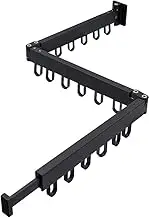 QYINXIU Laundry Clothes Drying Rack Wall Mount, Wall Mounted Coats Hanger, Space Saver Retractable Clothes Rack (Black Rack)