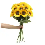 Artificial Sunflower Flowers Long Stem Silk Fake Large Sunflowers Decoration