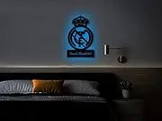 Inder Craftled L.E.D Logo Real Madrid CF Logo, Home Decor Multicolor L.E.D Logo for Kids, Fits Bedroom, Living Room, Kitchen & Bath (12X12)