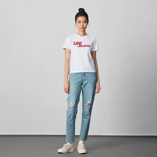 Lee JEANS 短袖T恤 女 深藍 白色 LB402038