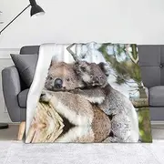 Koala Bear Flannel Throw Blanket ,for Sofa, Couch, Bed, Camping, Travel, Super Soft Cozy Microfiber Blanket