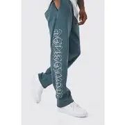 Mens Slate Blue Straight Leg Worldwide Joggers