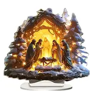 yztju Table Nativity Scene, Nativity Scene Snow House Home Decoration - 20 cm / 7.8 Inch Nativity Scene Light Weight Sets, Acrylic Nativity Scene Decoration for Home