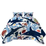 Coral and Sharks Coverlet