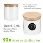 30x Glass Jar Food Storage Bottles Sealed Bamboo Lid Air Tight Container 610ml