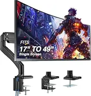AVLT Single Ultrawide Monitor Arm for 17"-49" Screens, 23kg Capacity, USB 3.0 & AUX Ports, Full Motion Adjustable Desk Stand with Cable Management - Black