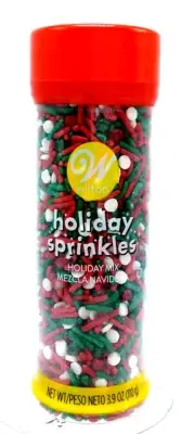 WILTON HOLIDAY SPRINKLES HOLIDAY MIX RED Green WHITE 3.9oz.