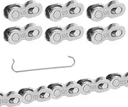 10 Speed Quick-Link Chain Connector, 6 Pairs Bike Chain Missing Link Speed Chain with Stainless Steel Chain Hook Reusable Dismantling 5 Times for Mountain Bike, Road Bike, Bicycle Chain Replacement
