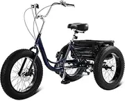GWINDI 20''x 4'' Fat Tire 3 Wheel Bikes Adult Tricycles 7 Speed Cruise Trike with Shopping Large Basket for Women Men Vacation Outing Camping Entertainment Household Three-Wheeled Bicycles