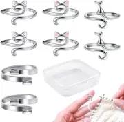 8 Pcs Crochet Ring for Fingers, Adjustable Crochet Tension Ring Yarn Guide