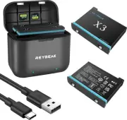 2 Packs Replacement Insta 360 X3 Battery 1800mAh and 2-Channel LED USB Quick