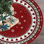 Christmas Tree Skirt 48 Inches, Red and Green Xmas Tree Mat with Winter Snowf...