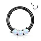 Piercing Ring Daith Septum Black 3 Opals