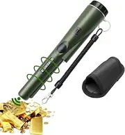 Metal Detector, IP66 Waterproof Metal Finder Probe Detector with LED 360° Scan Hand-held Portable Gold Treasure Detector for Outdoor Beach Soil Lawn - Green