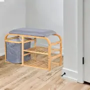 Shoe Storage Bench with Organizer Comfortable Seat for Bathroom Entryway